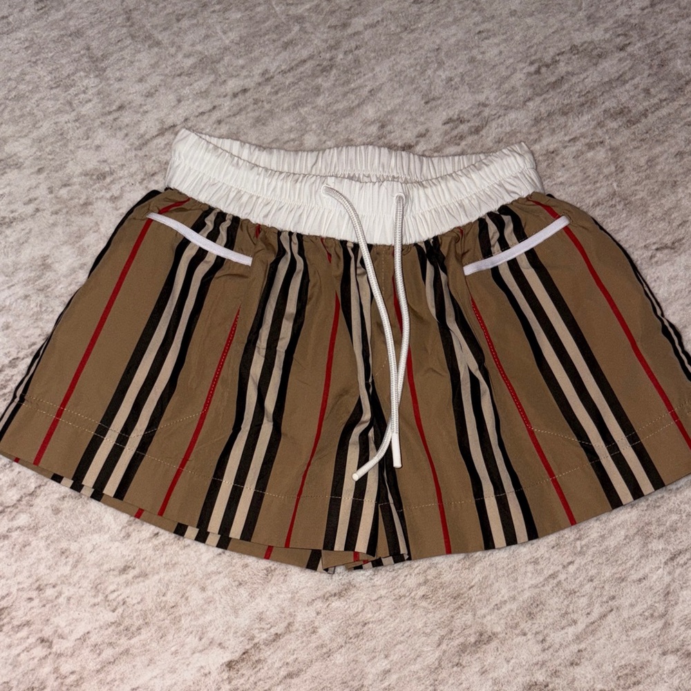 Burberry Beige and Red Striped Shorts